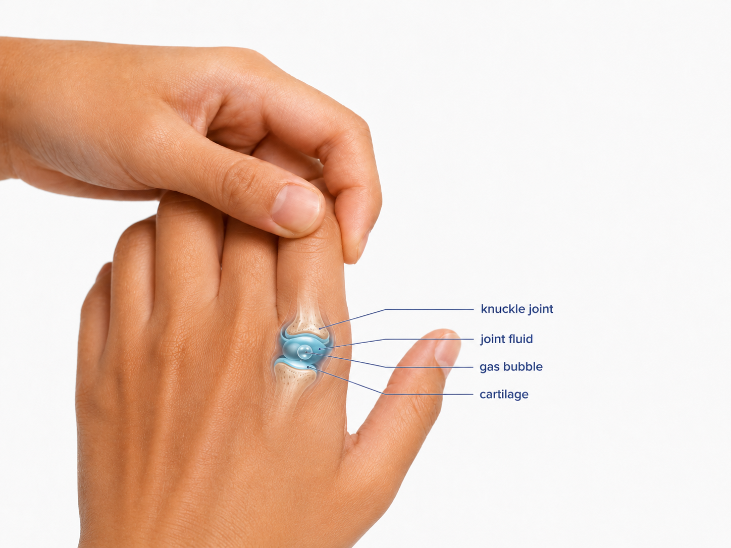 Knuckle cracking educational illustration.