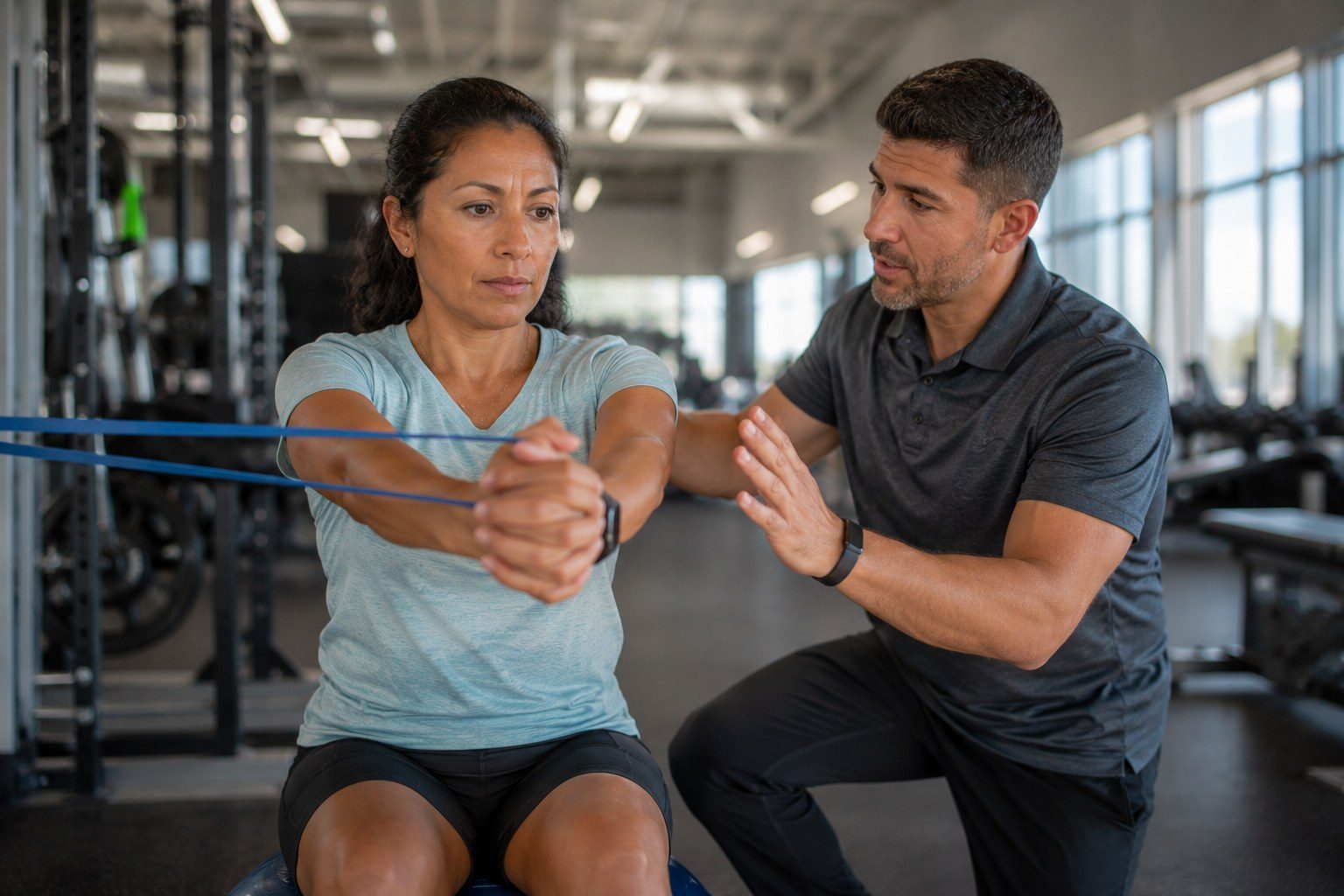 Physical therapy shoulder strengthening with resistance bands